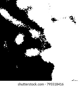 Ink Print Distress Background . Grunge Texture. Abstract Black and white illustration. Vector.