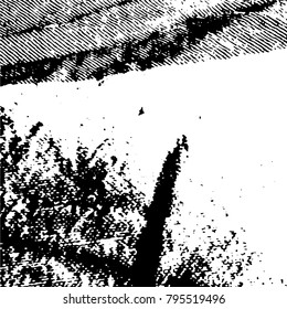 Ink Print Distress Background . Grunge Texture. Abstract Black and white illustration. Vector.