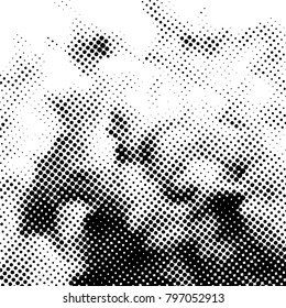 Ink Print Distress Background . Grunge Texture. Abstract Black and white illustration. Vector.