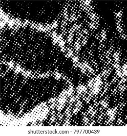 Ink Print Distress Background . Grunge Texture. Abstract Black and white illustration. Vector.