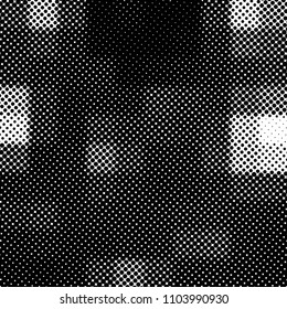 Ink Print Distress Background . Halftone Dots Grunge Texture. Black and white illustration.