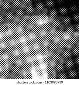 Ink Print Distress Background . Halftone Dots Grunge Texture. Black and white illustration.