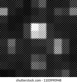 Ink Print Distress Background . Halftone Dots Grunge Texture. Black and white illustration.