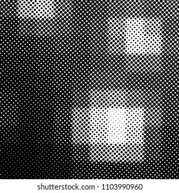 Ink Print Distress Background . Halftone Dots Grunge Texture. Black and white illustration.