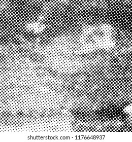 Ink Print Distress Background . Halftone Dots Grunge Texture. Black and white illustration.vector