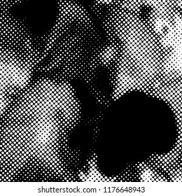 Ink Print Distress Background . Halftone Dots Grunge Texture. Black and white illustration.vector