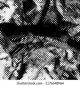 Ink Print Distress Background . Halftone Dots Grunge Texture. Black and white illustration.vector