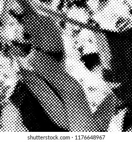 Ink Print Distress Background . Halftone Dots Grunge Texture. Black and white illustration.vector
