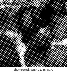 Ink Print Distress Background . Halftone Dots Grunge Texture. Black and white illustration.vector