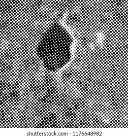 Ink Print Distress Background . Halftone Dots Grunge Texture. Black and white illustration.vector