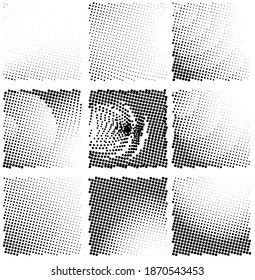 Ink Print Distress Background . Halftone Dots Grunge Texture. Black and white illustration.
