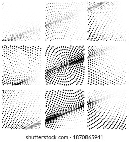 Ink Print Distress Background . Halftone Dots Grunge Texture. Black and white illustration.