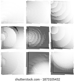 Ink Print Distress Background . Halftone Dots Grunge Texture. Black and white illustration.