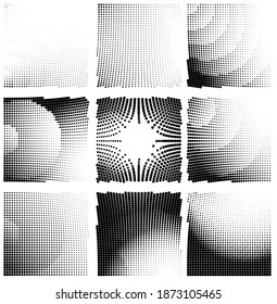 Ink Print Distress Background . Halftone Dots Grunge Texture. Black and white illustration.