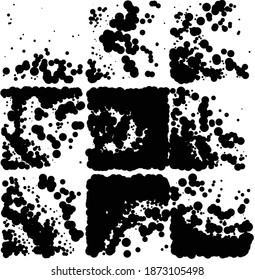 Ink Print Distress Background . Halftone Dots Grunge Texture. Black and white illustration.