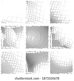 Ink Print Distress Background . Halftone Dots Grunge Texture. Black and white illustration.