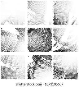 Ink Print Distress Background . Halftone Dots Grunge Texture. Black and white illustration.