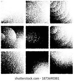 Ink Print Distress Background . Halftone Dots Grunge Texture. Black and white illustration.