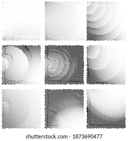 Ink Print Distress Background . Halftone Dots Grunge Texture. Black and white illustration.