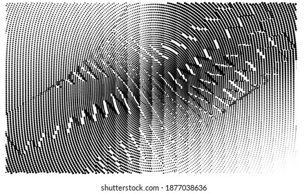 Ink Print Distress Background . Halftone Dots Grunge Texture. Black and white illustration.