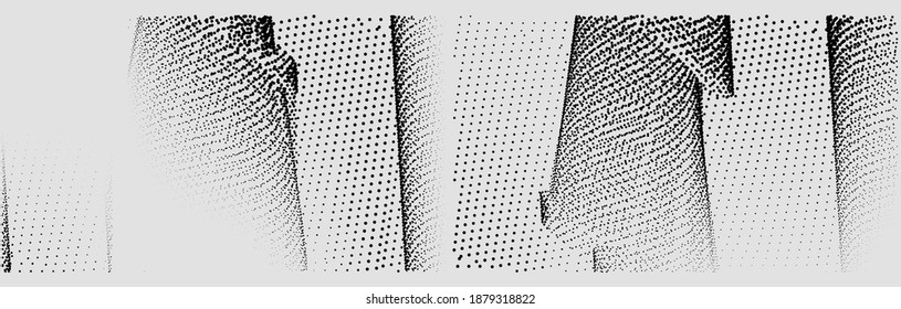 Ink Print Distress Background . Halftone Dots Grunge Texture. Black and white illustration