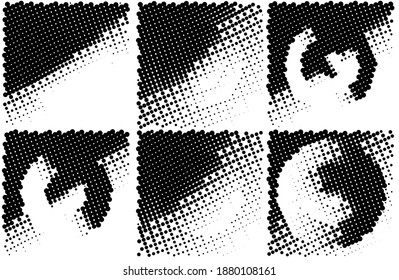 Fondo de la presión de impresión de tinta . Los puntos de semitono borran la textura. Ilustración en blanco y negro.