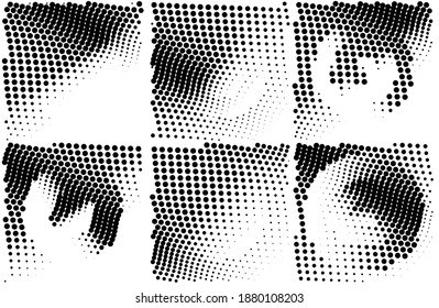 Ink Print Distress Background . Halftone Dots Grunge Texture. Black and white illustration.