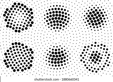 Ink Print Distress Background . Halftone Dots Grunge Texture. Black and white illustration.