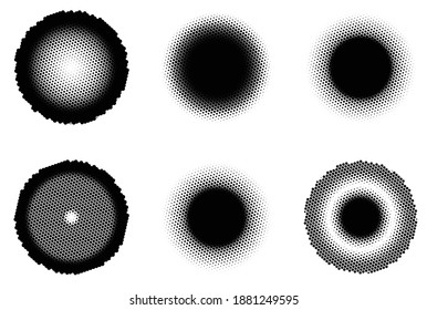 Ink Print Distress Background . Halftone Dots Grunge Texture. Black and white illustration.