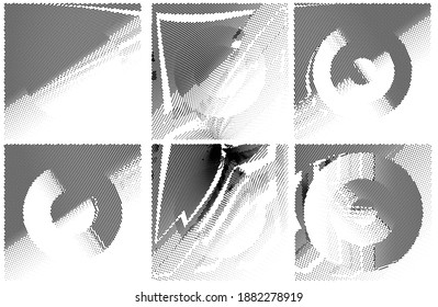 Ink Print Distress Background . Halftone Dots Grunge Texture. Black and white illustration.