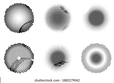 Ink Print Distress Background . Halftone Dots Grunge Texture. Black and white illustration.