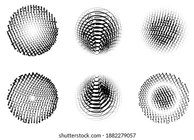 Ink Print Distress Background . Halftone Dots Grunge Texture. Black and white illustration.