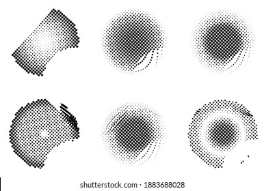 Ink Print Distress Background . Halftone Dots Grunge Texture. Black and white illustration.