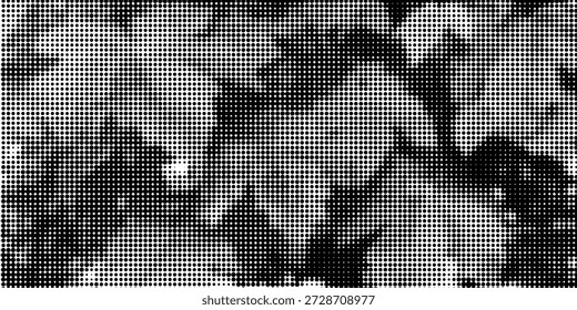 Fondo de angustia de impresión de tinta . Textura Grunge de Halftone Dots. Ilustración en blanco y negro.