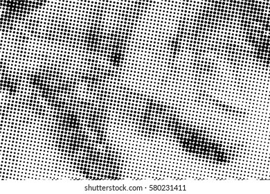 Ink Print Distress Background . Halftone Dots Grunge Texture. Vector. Black and white illustration.