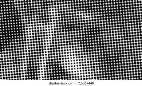 Ink Print Distress Background . Halftone Dots Grunge Texture. Black and white illustration. vector