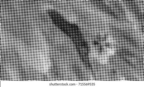 Ink Print Distress Background . Halftone Dots Grunge Texture. Black and white illustration. vector