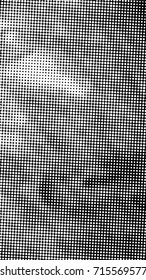 Ink Print Distress Background . Halftone Dots Grunge Texture. Black and white illustration. vector