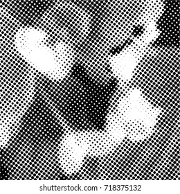 Ink Print Distress Background . Halftone Dots Grunge Texture. Black and white vector illustration.
