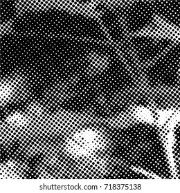 Ink Print Distress Background . Halftone Dots Grunge Texture. Black and white vector illustration.