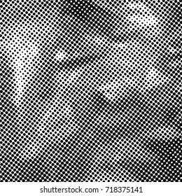 Ink Print Distress Background . Halftone Dots Grunge Texture. Black and white vector illustration.