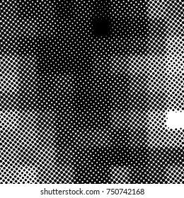 Ink Print Distress Background . Halftone Dots Grunge Texture. Black and white illustration.