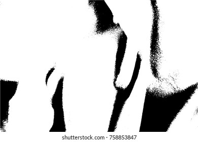Ink Print Distress Background . Halftone Dots Grunge Texture. Black and white illustration. Vector.