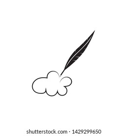 ink quill and feather pen logo template
