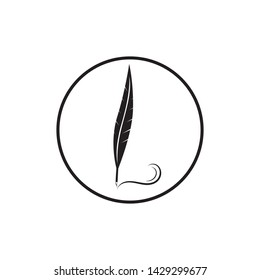 ink quill and feather pen logo template