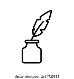 Ink and quill icon black and white vector sign