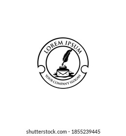 Ink and Quill icon. Feather, elegant pen, law firm, lawyer. Can be used in web and mobile.
