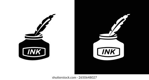Ink and quill icon Isolated flat vector in outline