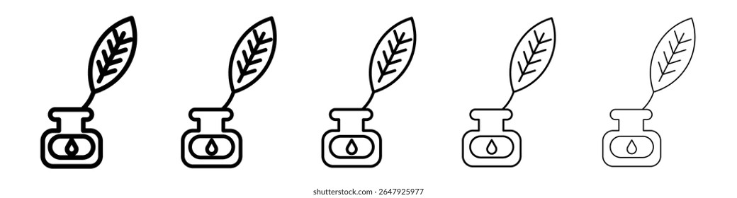 Ink and quill icon isolated vector on white background set