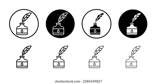 Ink and quill icon linear logo isolated